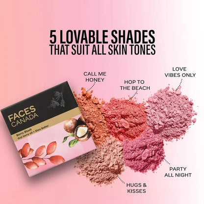 Faces Canada Berry Blush Powder With Goji Berry Oil & Shea Butter - 4 gm