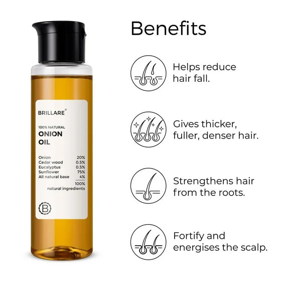 Brillare Onion Hair Oil with the Goodness Of Cedar Wood & Sunflower Oil - 100 ml