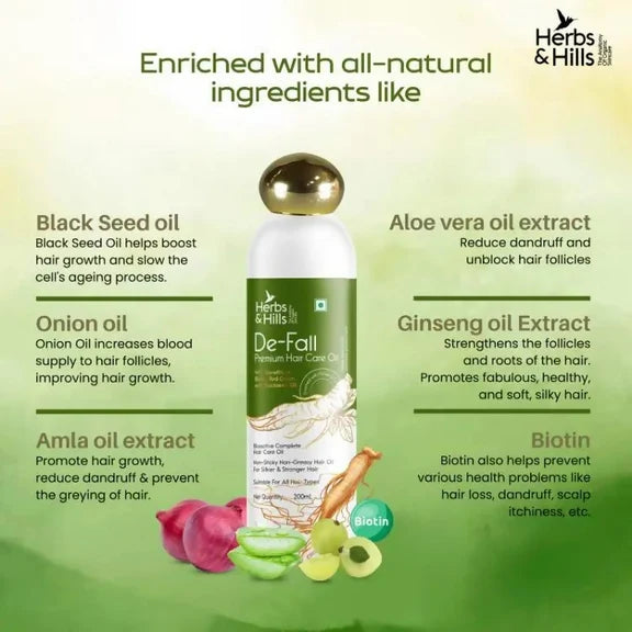 Herbs & Hills De-Fall Premium Hair Care Oil - 200 ml