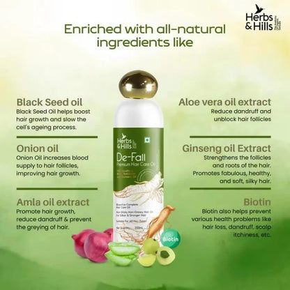 Herbs & Hills De-Fall Premium Hair Care Oil - 200 ml