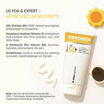 SkinInspired Kidscreen 100% Mineral Sunscreen SPF 50+ PA++++ - 50 gm