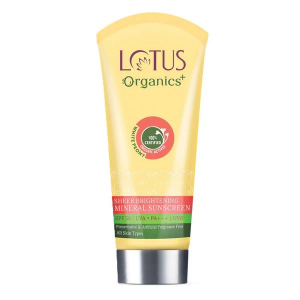 Lotus Organics Sheer Brightening Mineral Sunscreen SPF 50 PA +++ - 50 gm