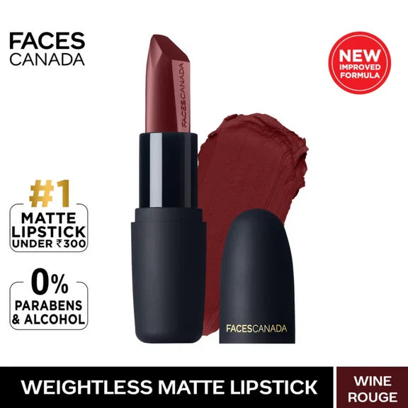 Faces Canada Weightless Matte Finish Lipstick - Wine Rouge 30 - 4 gm
