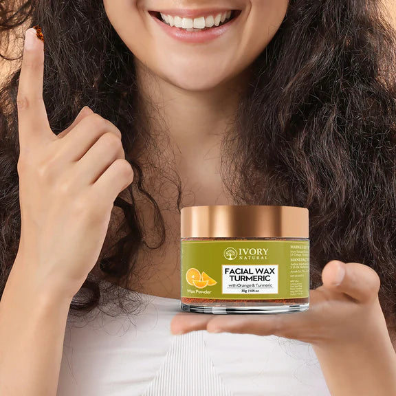 Ivory Natural Facial Wax Powder With Turmeric - Natural Facial Hair Removal Wax For Instant Skin Brightening - 30 gm
