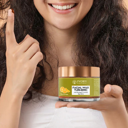 Ivory Natural Facial Wax Powder With Turmeric - Natural Facial Hair Removal Wax For Instant Skin Brightening - 30 gm