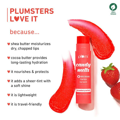 Plum Candy Melts Strawberry Sorbet Tinted Lip Balm - 4.5 gm