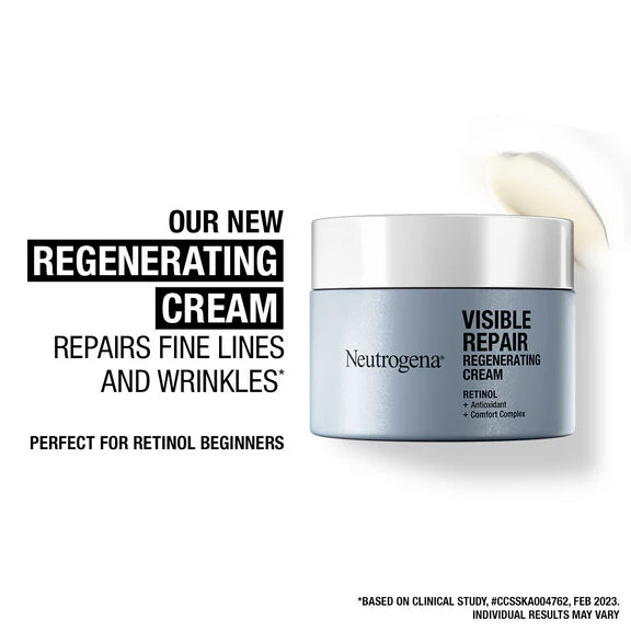 Neutrogena Visible Repair Regenerating Cream with Retinol + Peptide For Anti-Ageing, Wrinkles & Fine Lines - 50 gm
