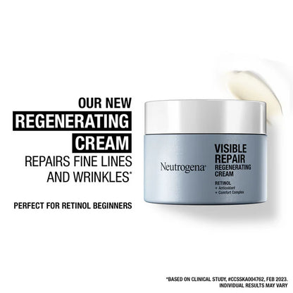 Neutrogena Visible Repair Regenerating Cream with Retinol + Peptide For Anti-Ageing, Wrinkles & Fine Lines - 50 gm