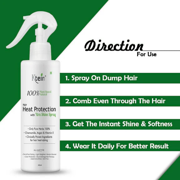 ktein 100% Plant Based Natural Hair Heat Protection with Xtra Shine Spray Hair Spray - 200 ml