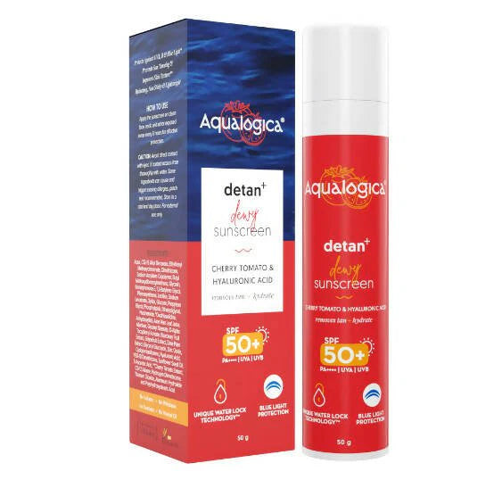 Aqualogica Detan + Dewy Sunscreen With Cherry Tomato & Hyaluronic Acid, SPF 50+ & PA++++ - 50 gm
