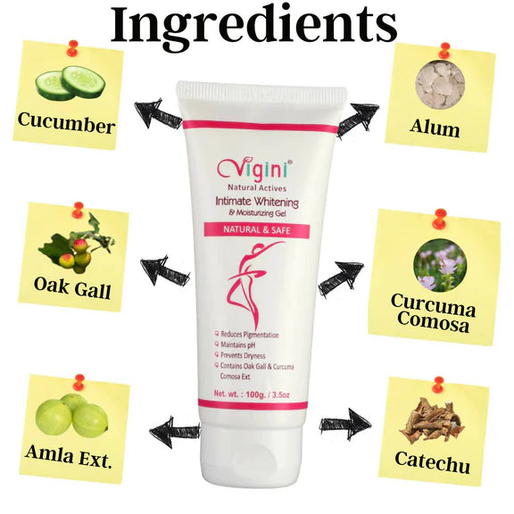 Vigini Natural Actives Vaginal Intimate Whitening Lightening Moisturizer Gel - 100 gm