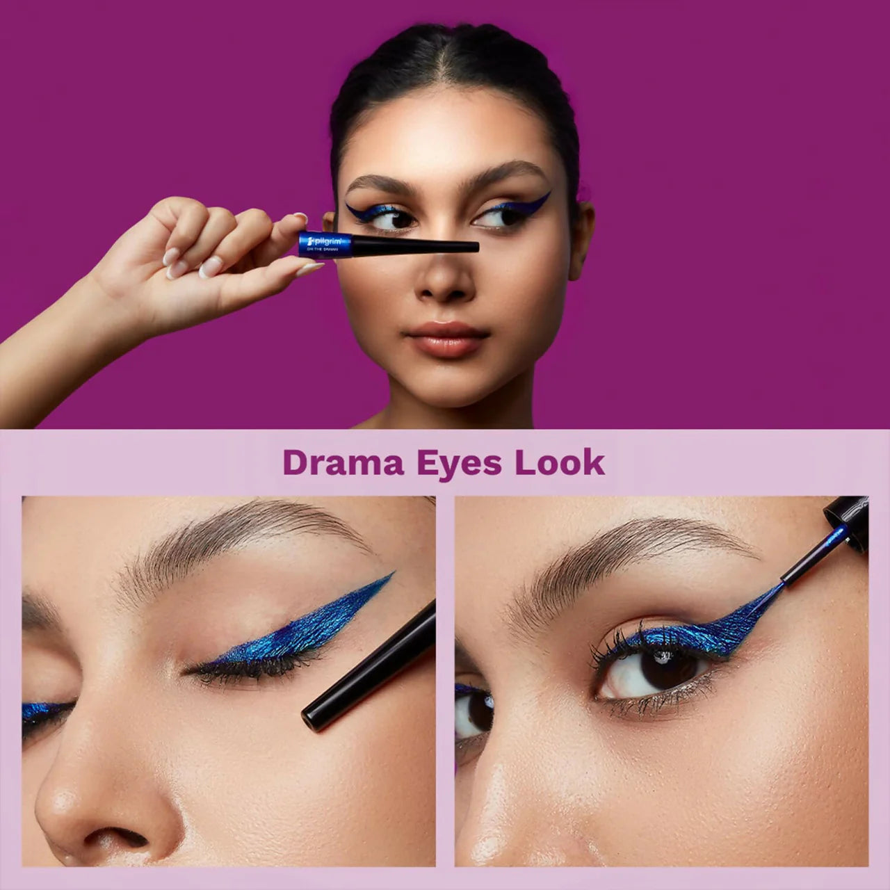 Pilgrim Metallic Eyeliner Blue Rebel, Long Lasting & Smudge Proof Enriched With Argan Oil