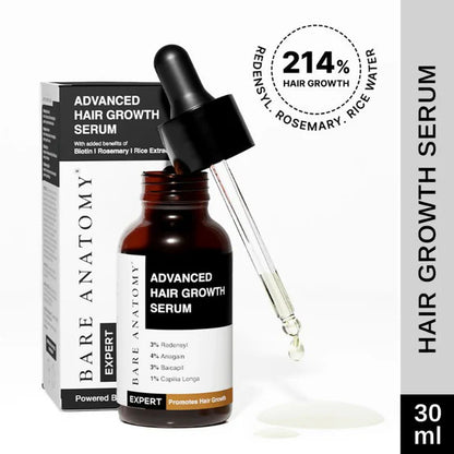 Bare Anatomy Advanced Hair Growth Serum for Scalp 3% Redensyl, 4% Anagain, 3% Baicapil - 20 ml - Pack of 1