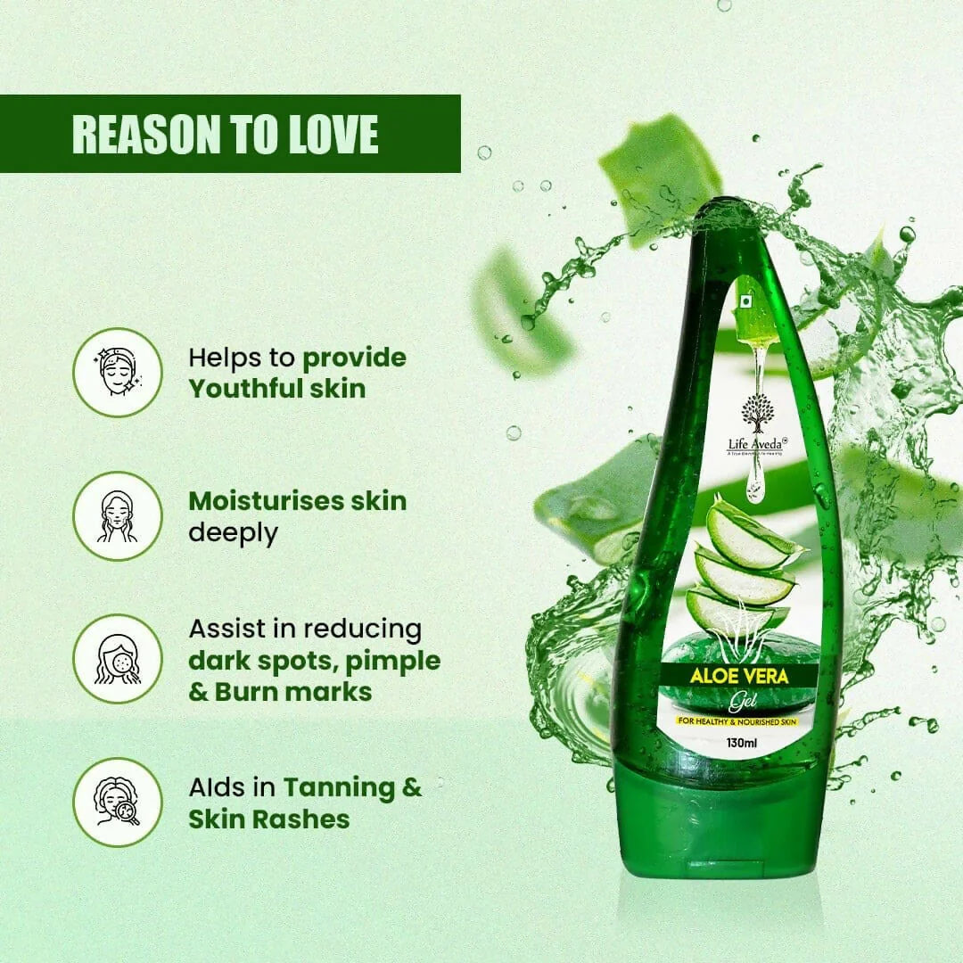 Life Aveda Premium Aloe vera Gel - 130 ml - Pack of 2