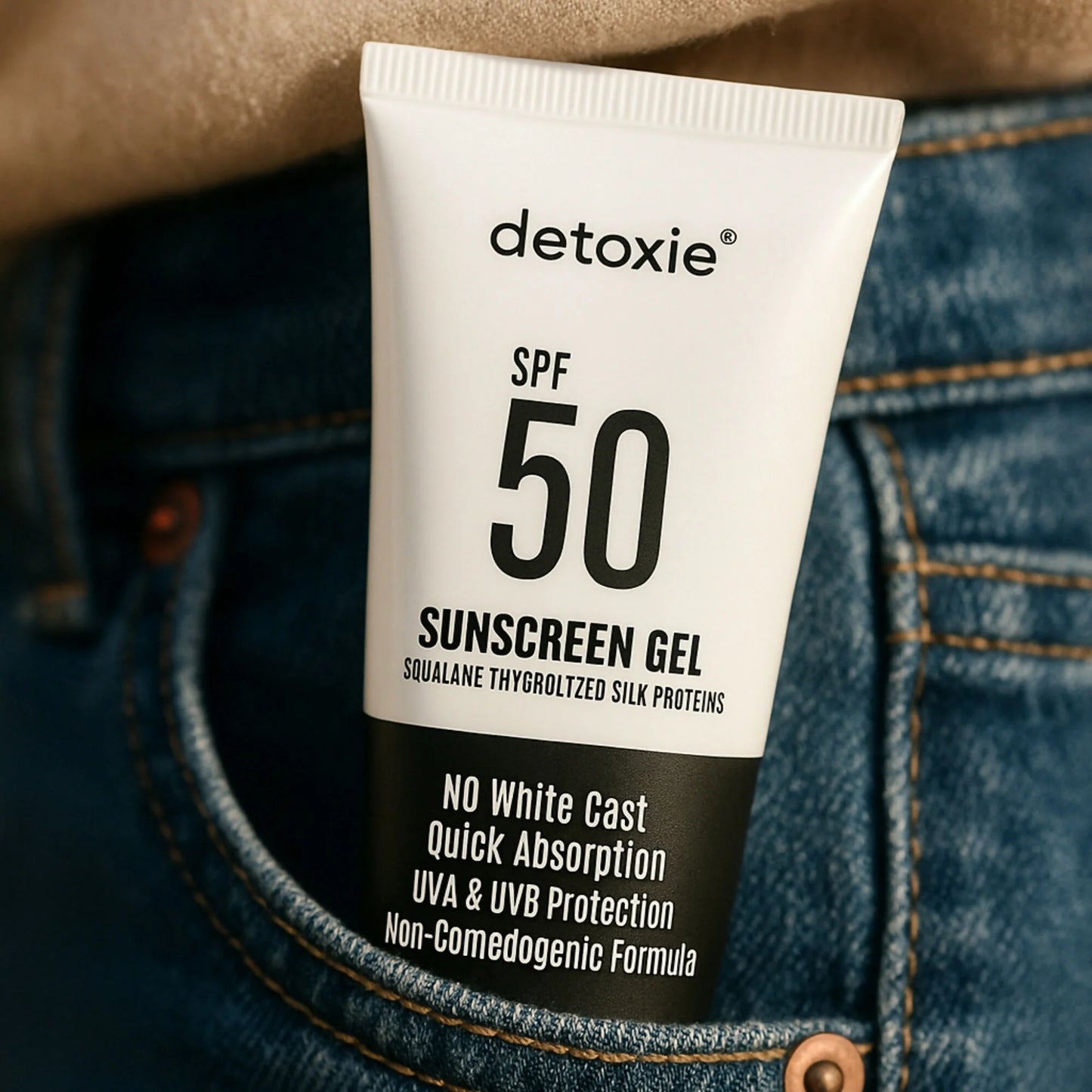Detoxie Squalene & Silk Protiens SPF50 Sunscreen Gel For All Skin Types - 50 ml - Pack of 1