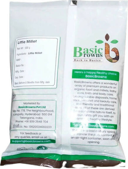 BasicBrowns Little Millet / Samalu - 500 gm