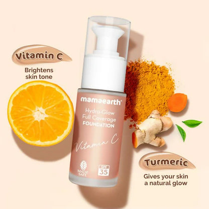 Mamaearth Hydra-Glow Full Coverage Foundation With Vitamin C & Turmeric - Ivory Glow