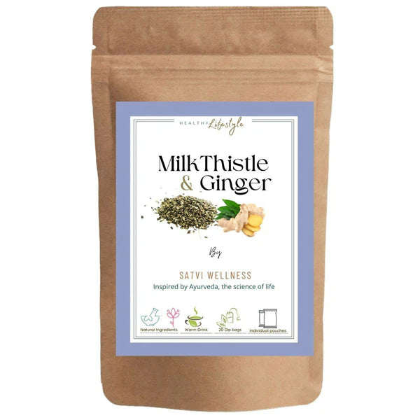Satvi Wellness Milk Thistle Ginger Tea | Blend of Milk Thistle Ginger Tea Bags - 20 tea bags