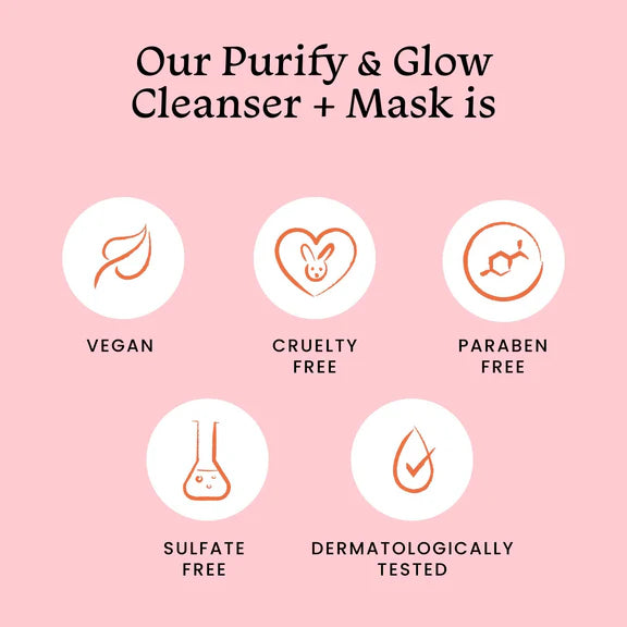 Foxtale Purify & Glow Cleanser + Mask With French Pink Clay & Sodium - 100 ml