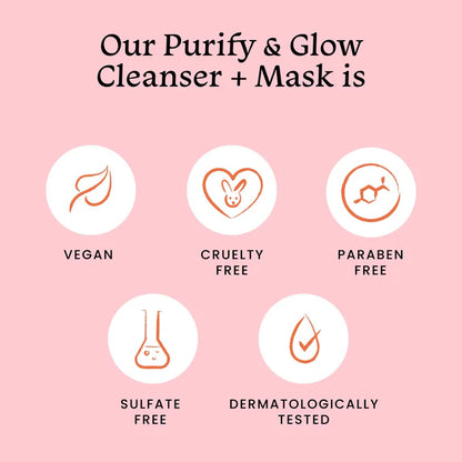 Foxtale Purify & Glow Cleanser + Mask With French Pink Clay & Sodium - 100 ml
