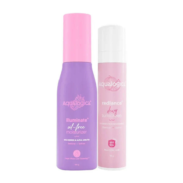 Aqualogica Radiance Sunscreen + Illuminate Oil Free Moisturiser Combo - combo