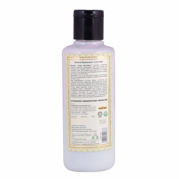 Khadi Natural Lavender Herbal Moisturizer - 210 ml
