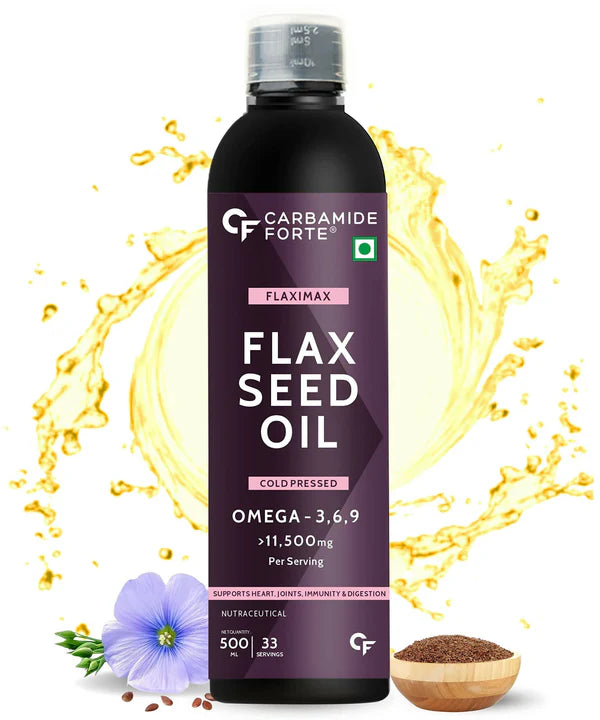 Carbamide Forte Flaxseed Omega 3 6 9 Oil for Eating Skin & Hair Growth - 500 ml