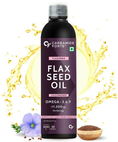 Carbamide Forte Flaxseed Omega 3 6 9 Oil for Eating Skin & Hair Growth - 500 ml