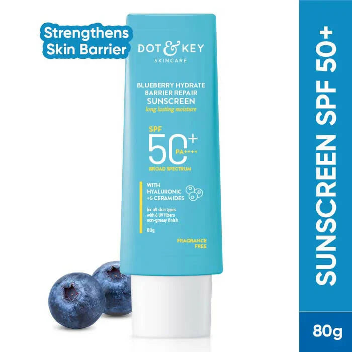 Dot & Key Blueberry Hydrating Barrier Repair Face Sunscreen SPF 50+,PA++++ With Hyaluronic & 5 Ceramides - 50 gm