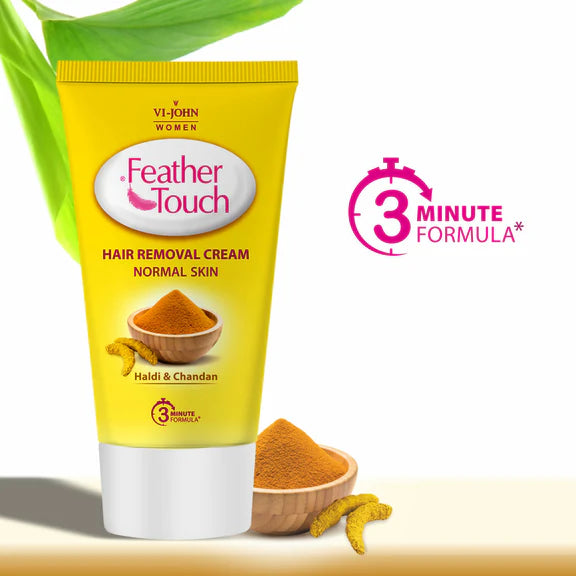 VI-JOHN Women Feather Touch Haldi & Chandan Hair Removal Cream for Women For Normal Skin, Suitable for Legs, Underarms, Bikini Line, Arms - 40 gm