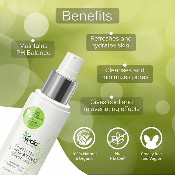 Vedic Naturals Green Tea Hydrating Toner Mist - 100 ml