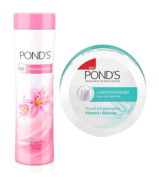 Ponds Dreamflower Fragrant Talcum Powder Pink Lily And Light Moisturiser - Combo