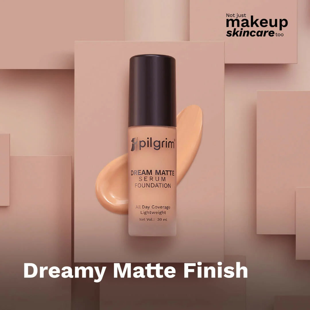 Pilgrim Dream Matte Serum Foundation With Matte & Poreless All Day Coverage Lightweight - Natural Almond