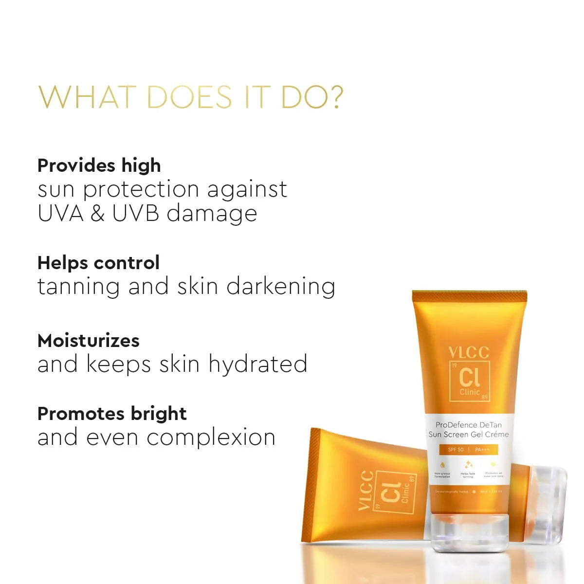 VLCC Clinic ProDefence De Tan SPF 50 PA+++ Sun Screen Gel Crème