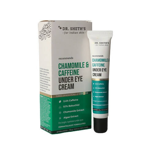 Dr. Sheth's Chamomile & Caffeine Under Eye Cream Reduces Dark Circles, Wrinkles, For All Skin Types