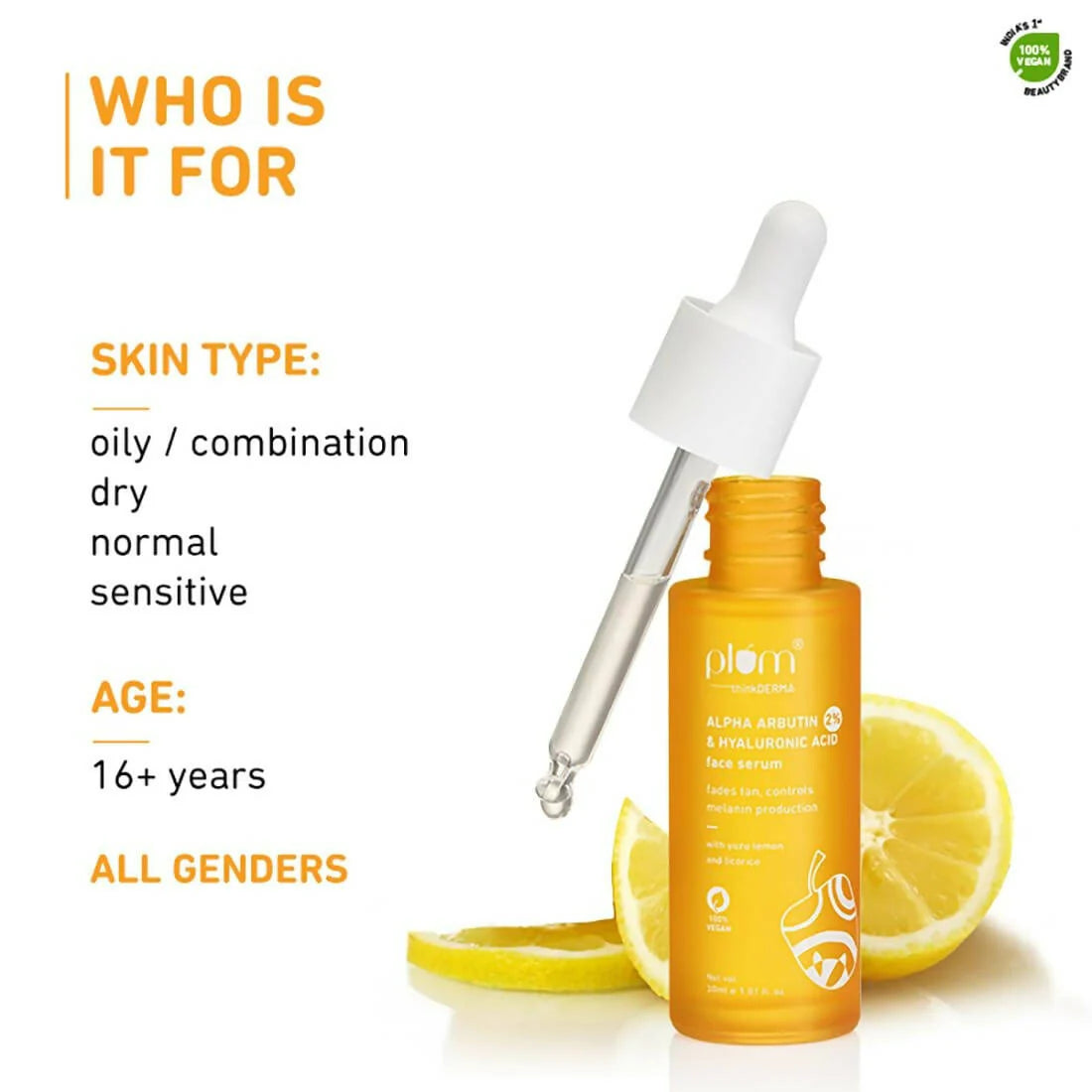 Plum 2% Alpha Arbutin & Hyaluronic Acid Face Serum - 30 ml