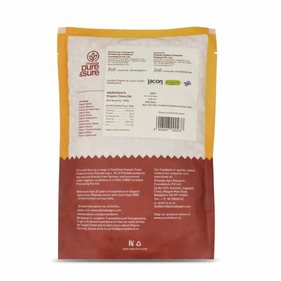 Pure & Sure Chana Dal Traditional Organic Pulses - 500 gm