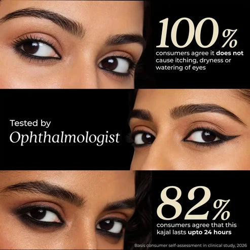 Naynam Day-long Kohl Kajal – Deep Black | Cyclosiloxane-Free