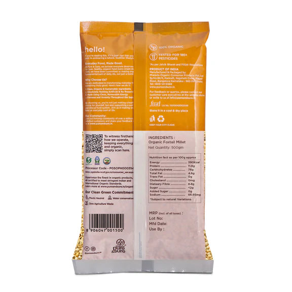 Pure & Sure Organic Foxtail Millet - 500 gm