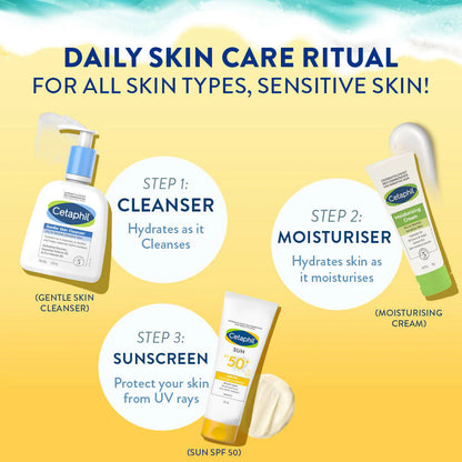Cetaphil Sun SPF 50 Light Gel Mineral Base For Normal, Dry & Oily Skin - 50 ml