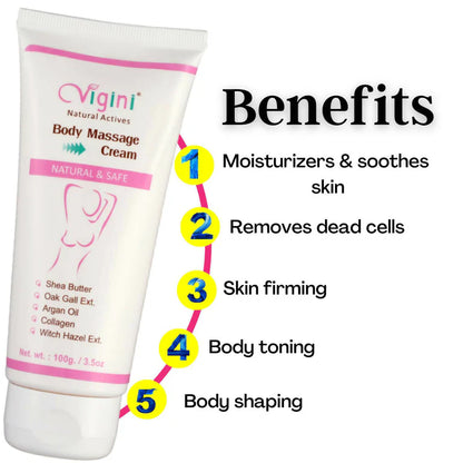 Vigini Natural Actives Bust Breast Body Toner Firming Massage Oil Cream - 100 gm