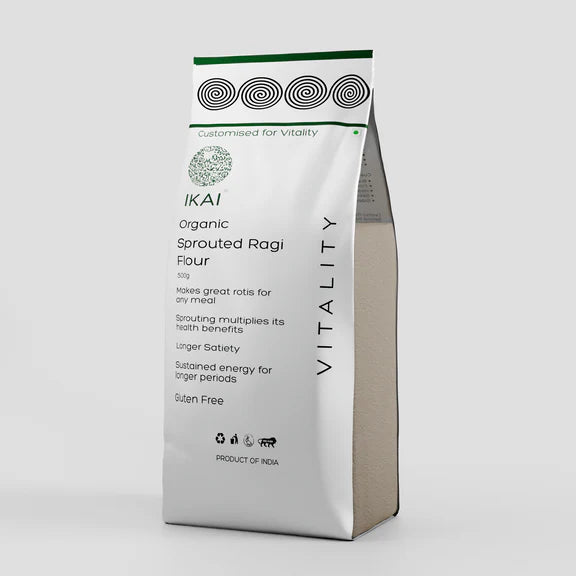 IKAI Organic Sprouted Finger Millet/Ragi Atta - 450 gm