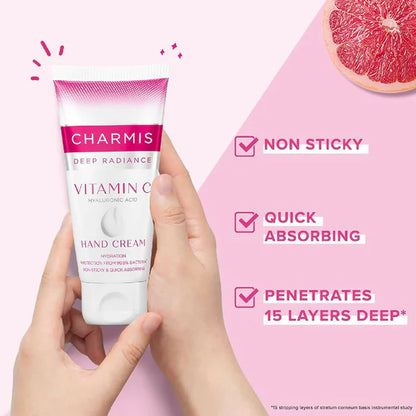 Charmis Deep Radiance Vitamin C Cream for Hands with Hyaluronic Acid - 150 gm