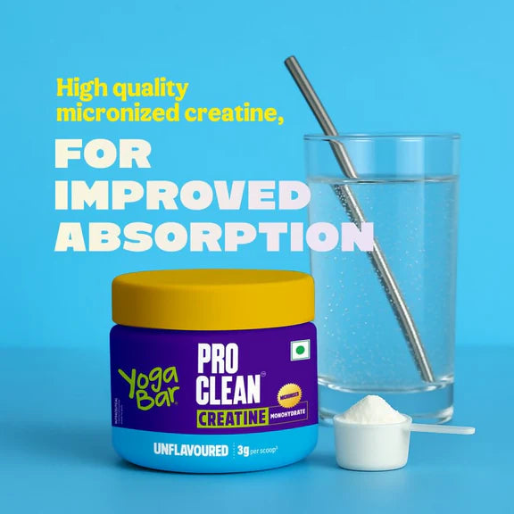 Yoga Bar Pro Clean Creatine Monohydrate Powder - Unflavored - 100 gm