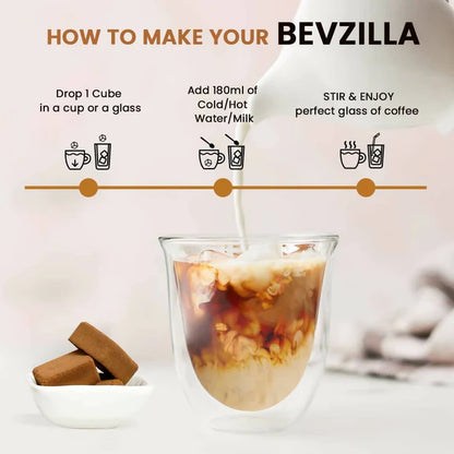 Bevzilla Assorted Flavours Instant Coffee Cubes Pack with Organic Date Palm Jaggery - 20 sachets