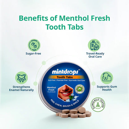 Mintdrops Premium Tooth Tabs - Menthol Fresh Flavour - 60 tabs
