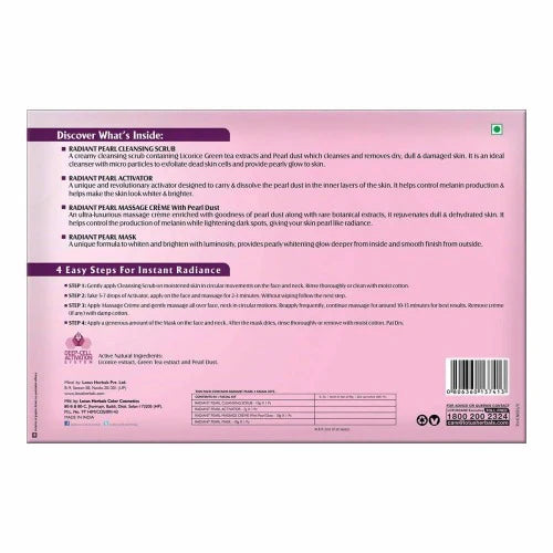 Lotus Herbals Radiant Pearl Facial Kit (37g) for Lightening -Kit