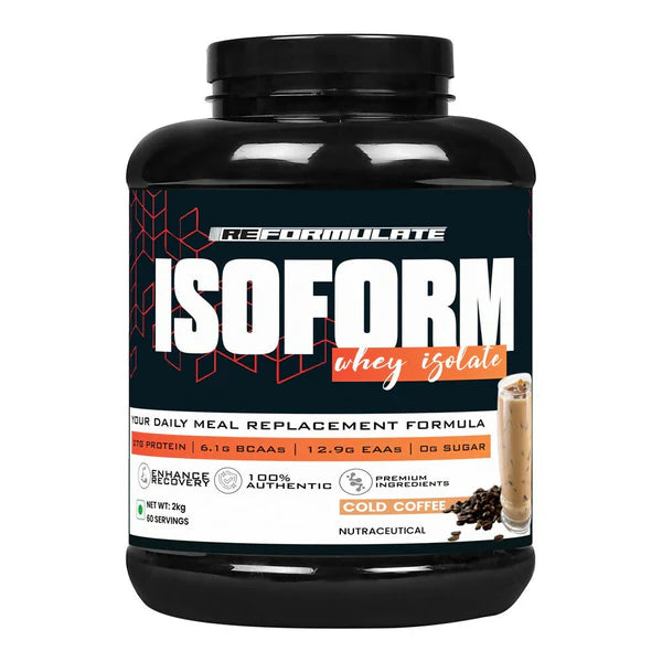 Reformulate I Isoform I Whey Isolate I Your Daily Meal Replacement Formula I 27G Protein | 6.1G BCAA | 12.9G EAA | O g Sugar - Cold Coffee - 2 kg