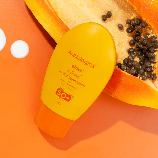 Aqualogica Glow+ Infused Tinted Sunscreen With Papaya & Vitamin C, Protection Against Uva/B, For Glowing & Sun-Safe Skin - 50 gm