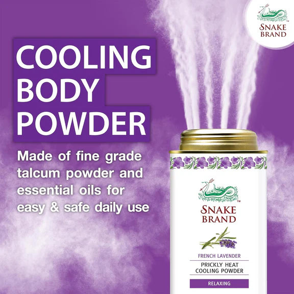Snake Brand Lavender Prickly Heat Cooling Talcum Powder - 140 gm